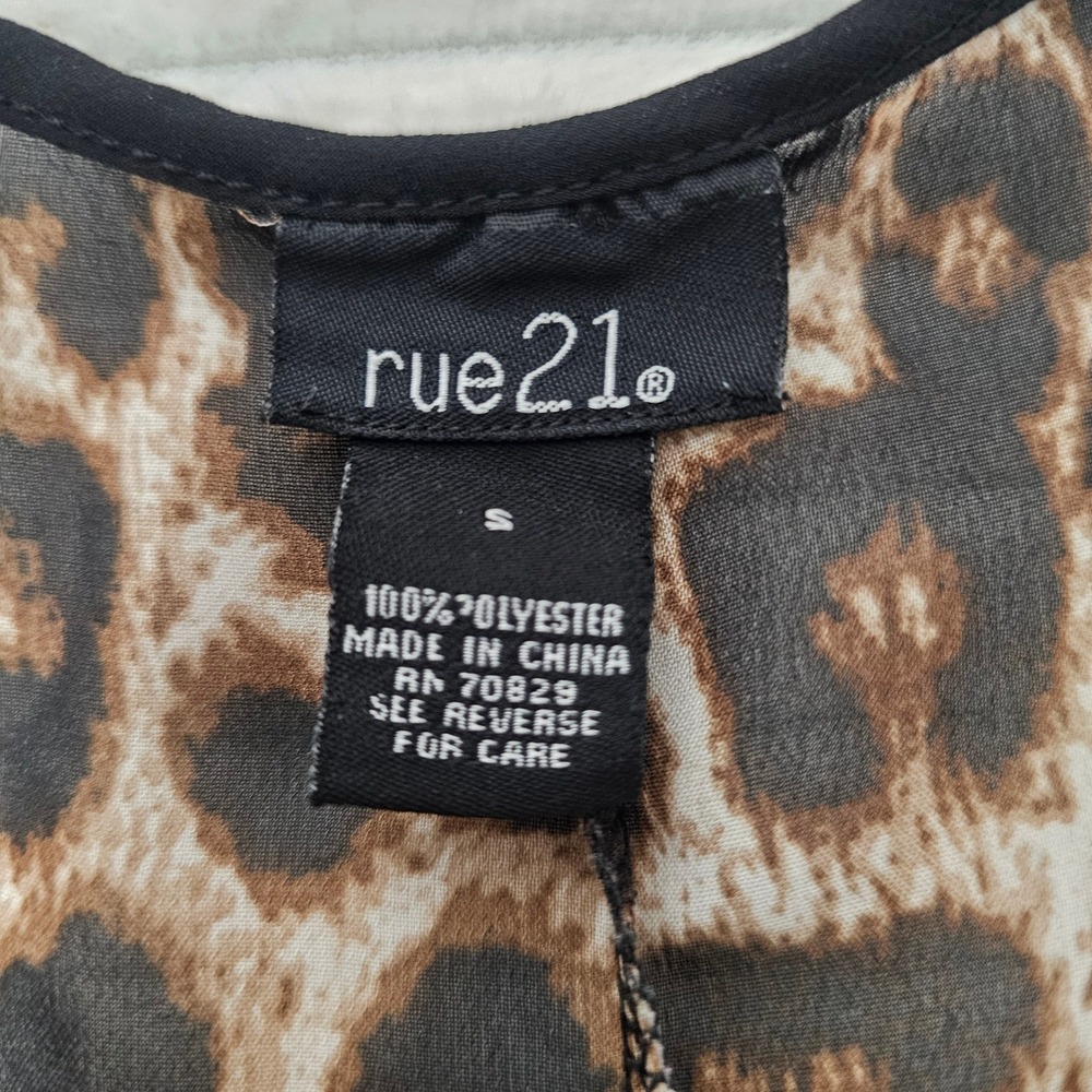 rue21 Leopard‎ Sheer High Low Racerback Tank Top Womens Small Swim Cover Up Y2K - Picture 5 of 7